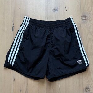 adidas Black Shorts with White 3-Stripe Trim 5 inch inseam